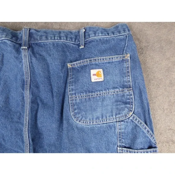 Carhartt FR Flame Resistant Dungaree Jeans Mens 46x21 Blue Denim FRB13-DNM CAT 2 - Picture 7 of 7
